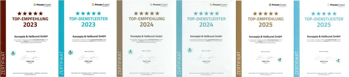 6 Zertifikate quer